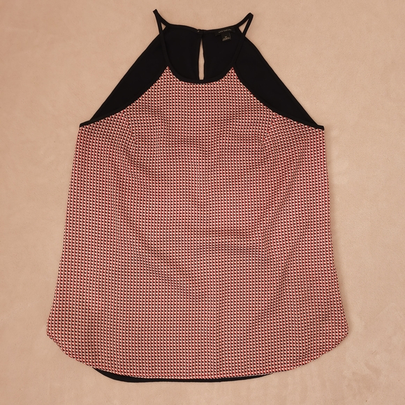 Ann Taylor Red Black White Geometric Print Sleeveless Cami Blouse - Picture 1 of 5